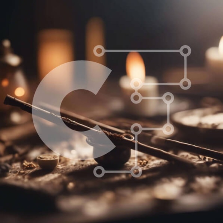 Puzzle din lemn Intrahome - Set 25 piese, imagine cu obiecte de masa, 10x10 cm, cutie din lemn wenge