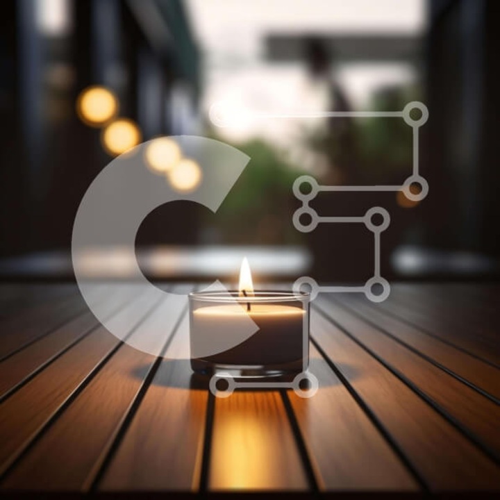 Puzzle din lemn Intrahome, 10x10 cm, 25 piese, design candela pe masa de lemn, cutie din lemn wenge