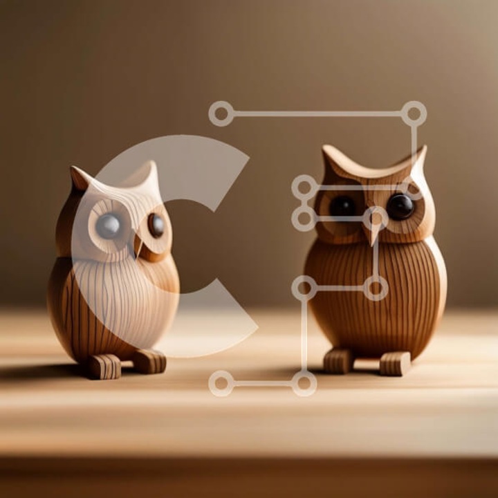 Puzzle din lemn Intrahome, 25 piese, 10x10cm, set cu doua figurine de pasari pe masa, cutie din lemn wenge