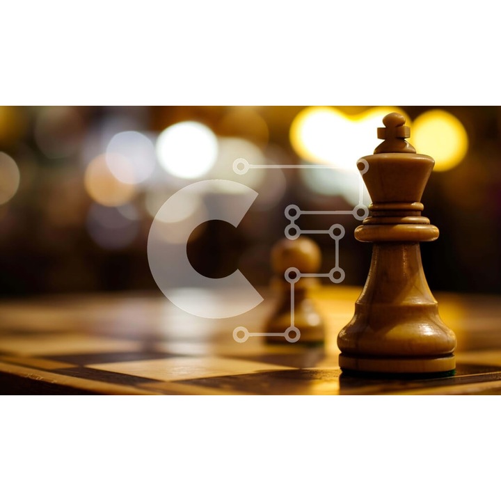 Puzzle din lemn Intrahome, 10x10cm, 25 piese, imagine cu oameni pe scena, cutie din lemn wenge