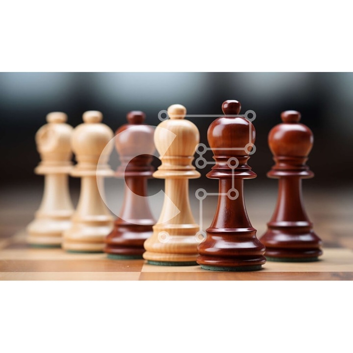 Puzzle din lemn Intrahome - Skakiera cu 25 de piese, 10x10 cm, cutie din lemn wenge