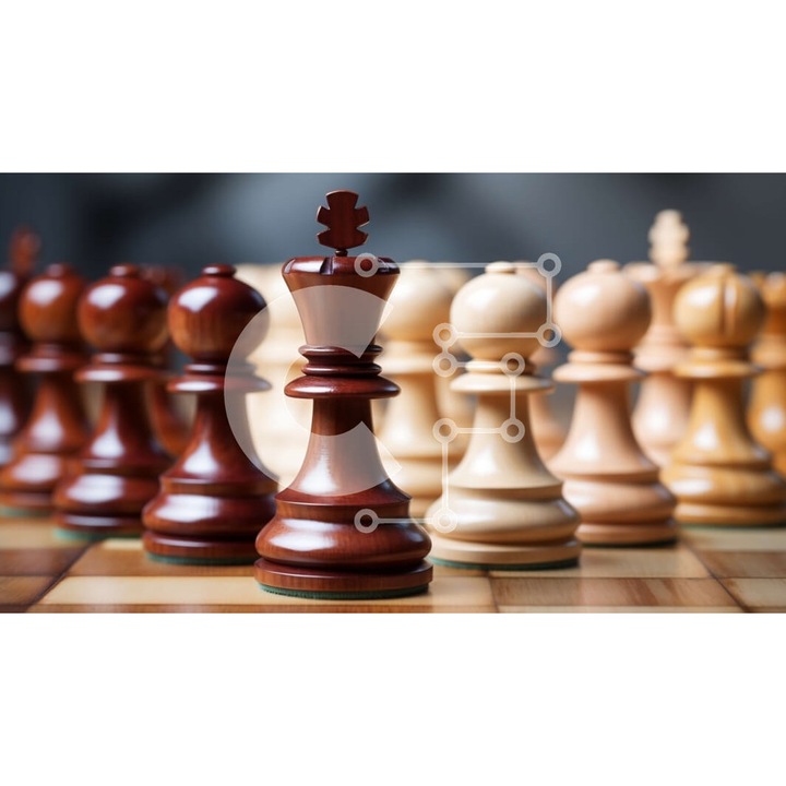 Puzzle din lemn Intrahome, skakiera, 25 piese, 10x10cm, cutie din lemn wenge