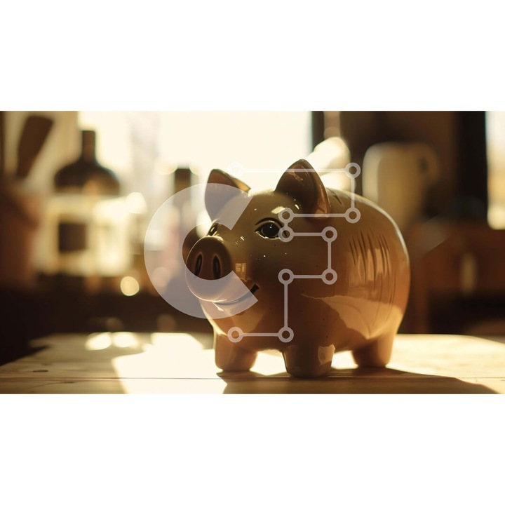 Puzzle din lemn Intrahome, 10x10 cm, 25 piese, imagine cu porcusor pe masa, cutie din lemn wenge