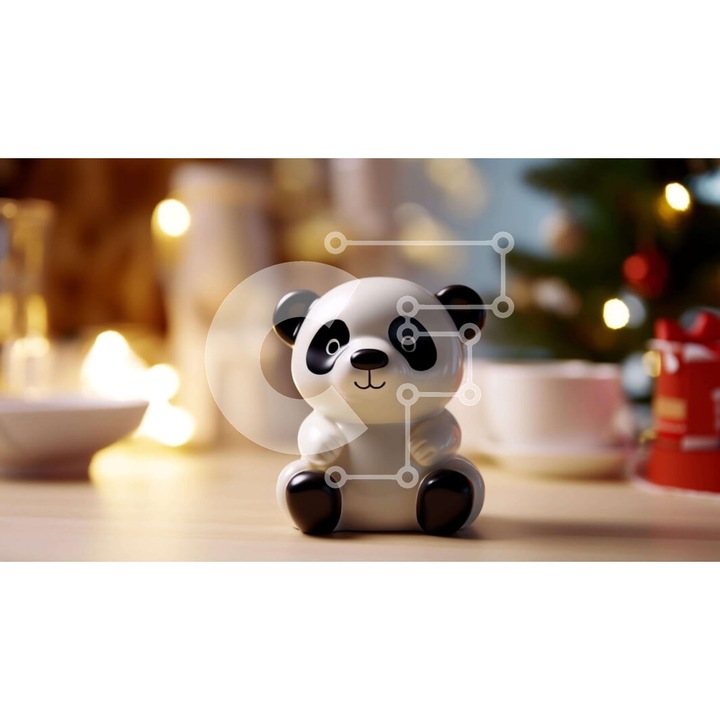 Puzzle Intrahome, 10x10 cm, 25 piese, design urs panda, cutie din lemn wenge
