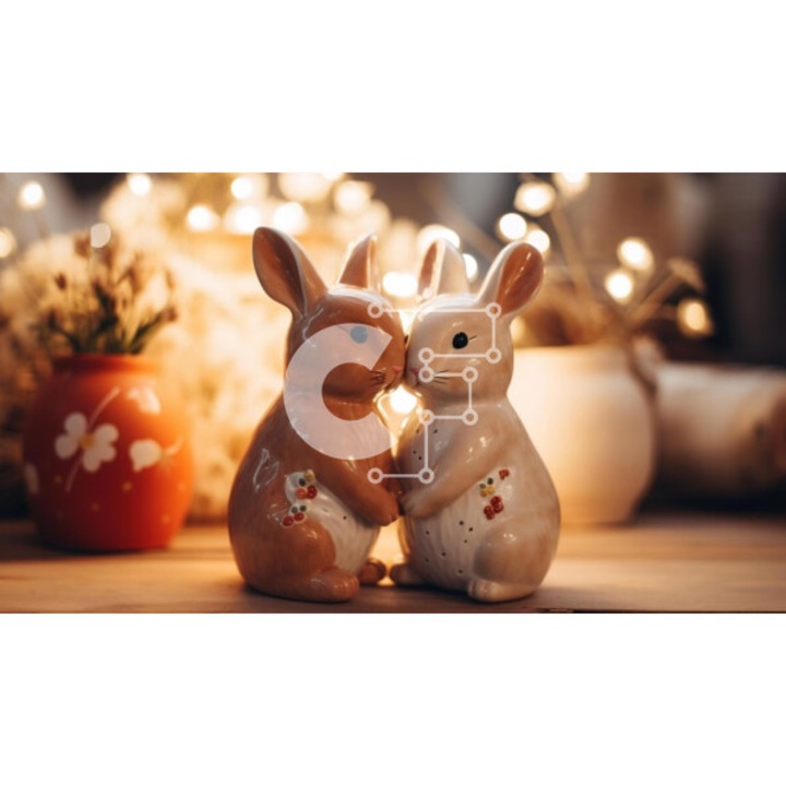 Puzzle Intrahome, 10x10 cm, 25 piese, imagine cu lagudaki pe masa, cutie din lemn wenge