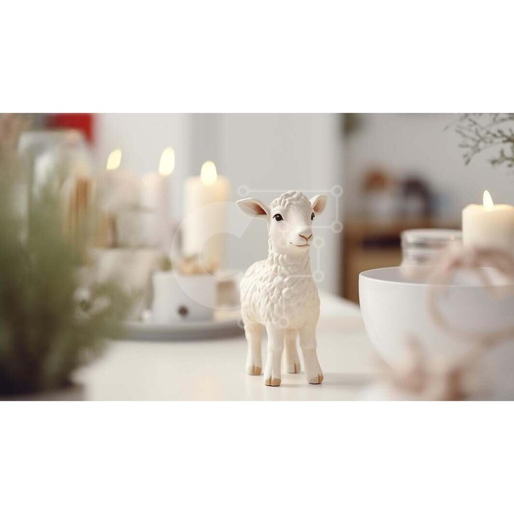 Puzzle din lemn Intrahome, 10x10 cm, 25 piese, imagine cu iepure pe masa, cutie din lemn wenge