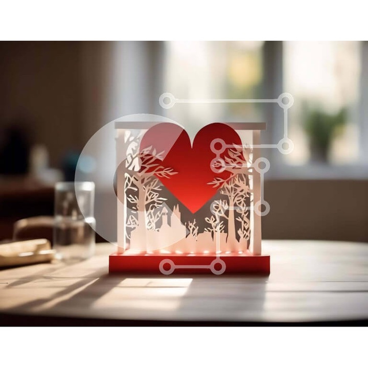 Puzzle din lemn Intrahome, taiere in forma de inima, 25 piese, 10x10 cm, cutie din lemn wenge