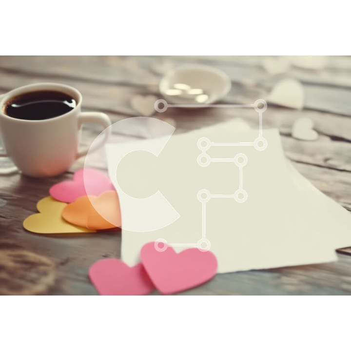 Puzzle din lemn Intrahome, 10x10cm, 25 piese, cafea cu inimioare pe masa, cutie din lemn wenge