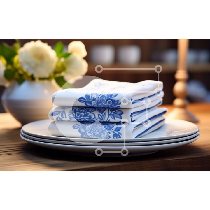 Puzzle din lemn Intrahome, 10x10 cm, 25 piese, design cu hartie de culoare albastra si alba, cutie din lemn wenge