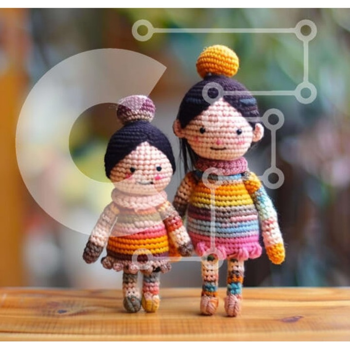 Puzzle din lemn Intrahome - Krose koukles pe masa, 10x10cm, 25 piese, cutie din lemn wenge