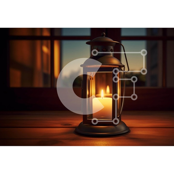 Puzzle din lemn Intrahome, lampa retro pe masa, 25 piese, 10x10 cm, cutie din lemn wenge