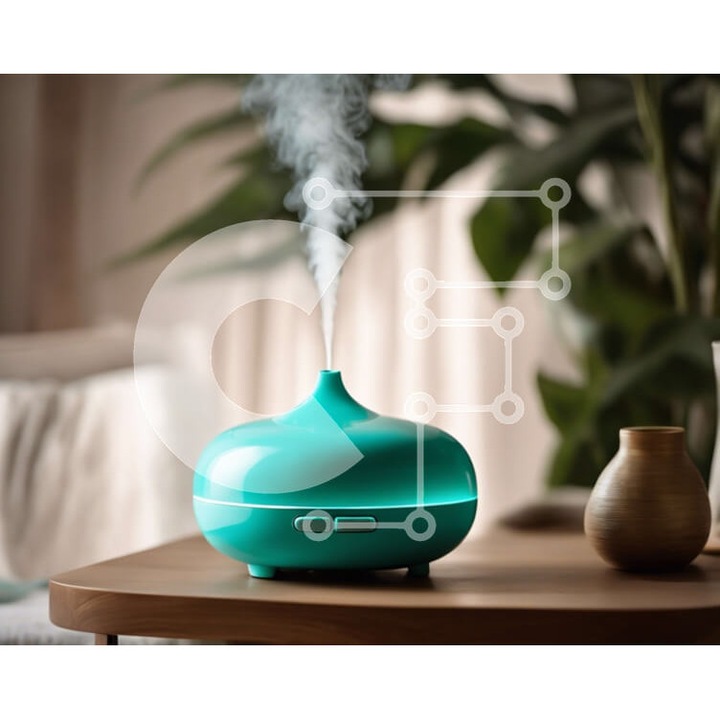 Puzzle din lemn Intrahome, ygrantera galazoprasina pe masa din lemn, 25 piese, 10x10 cm, cutie din lemn wenge