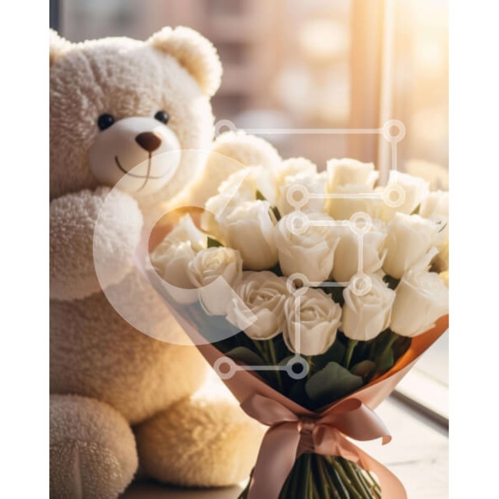 Puzzle din lemn Intrahome - Leut alb cu triunghiuri pe masa, 10x10cm, 25 piese, cutie din lemn wenge