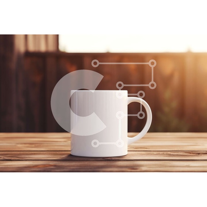 Puzzle din lemn Intrahome - Adeia cupa de cafea pe masa din lemn, 10x10cm, 25 piese, cutie din lemn wenge