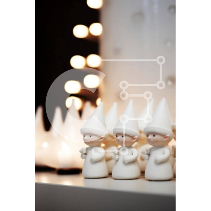 Puzzle din lemn Intrahome, 25 piese, design alb cu lumanari, 10x10 cm, cutie din lemn wenge.