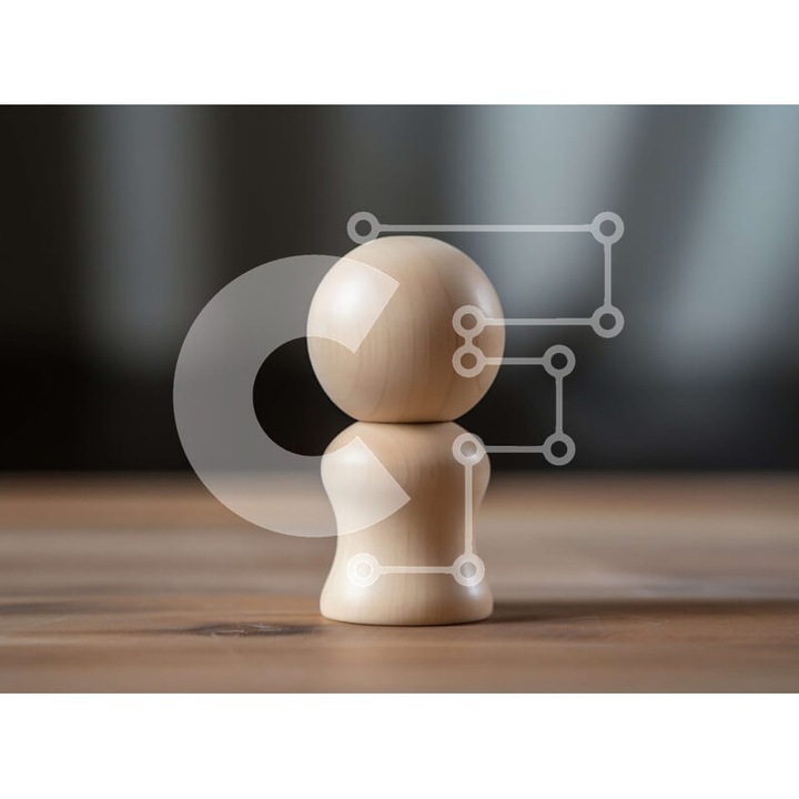 Puzzle din lemn, Intrahome, 10x10 cm, 25 piese, imagine cu papusa pe masa, cutie din lemn wenge