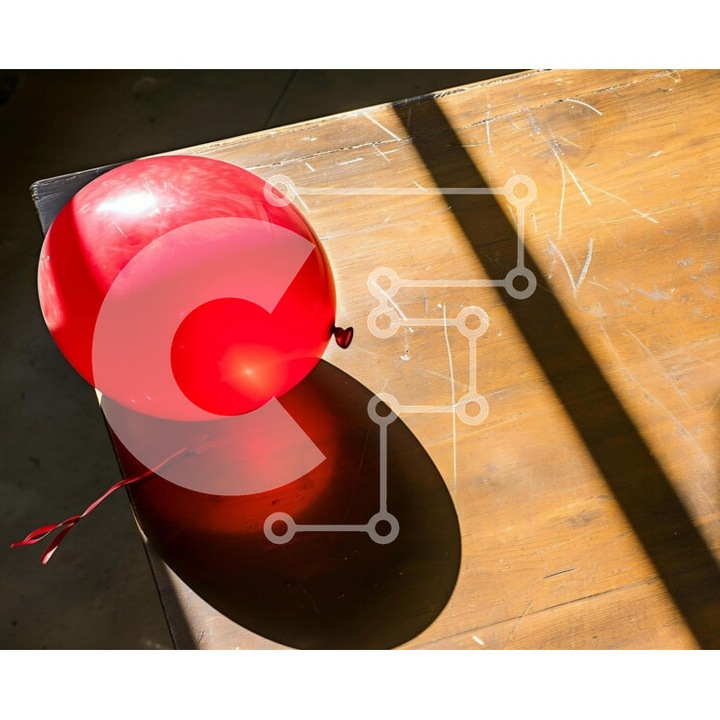 Puzzle din lemn Intrahome, 10x10 cm, 25 piese, imagine cu masa din lemn, culoare rosie