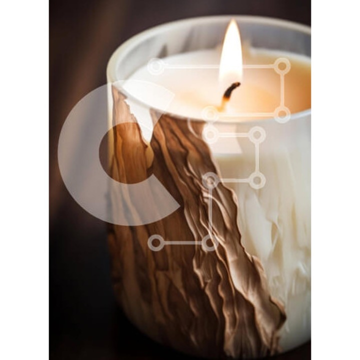 Puzzle din lemn Intrahome, 10x10cm, 25 piese, candela rustica pe masa, cutie din lemn wenge