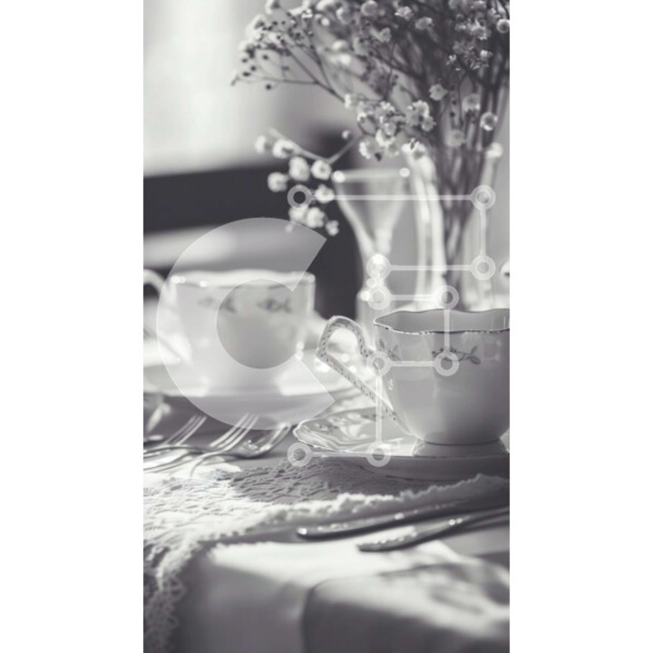 Puzzle din lemn Intrahome - Aspromau cu masa si flori, 10x10 cm, 25 piese, set in cutie de lemn