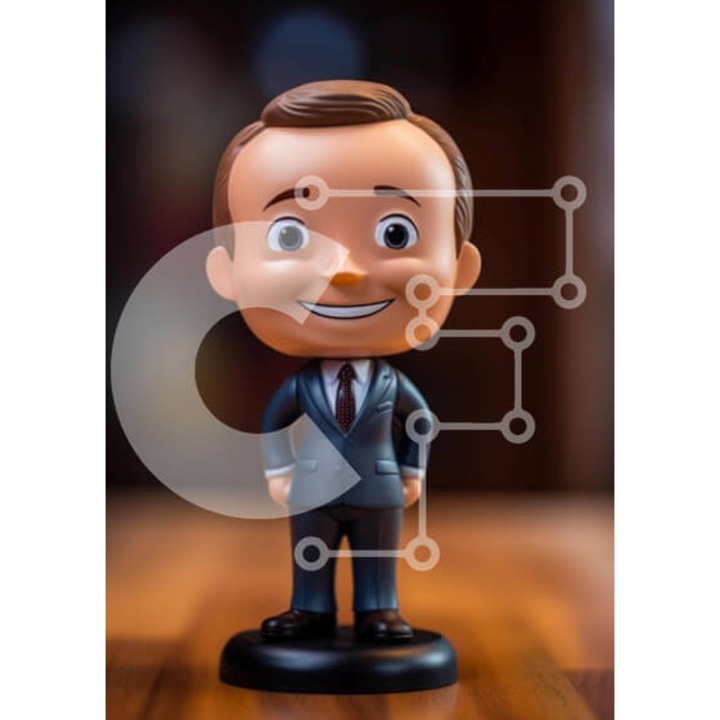 Puzzle Intrahome, 10x10 cm, 25 piese, imagine bobblehead, cutie din lemn wenge