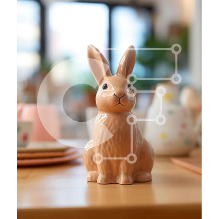 Puzzle din lemn Intrahome, 10x10 cm, 25 piese, design cu masa si ceramica, cutie din lemn wenge