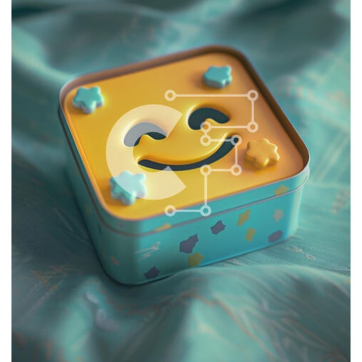 Puzzle Intrahome, 10x10 cm, 25 piese, fata zambitoare galbena, cutie din lemn albastra