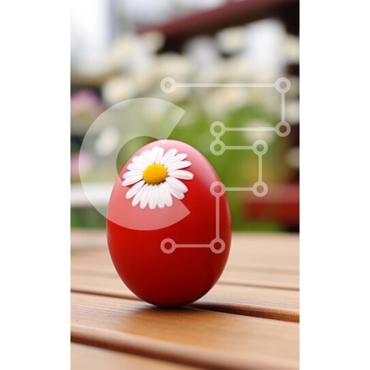 Puzzle din lemn Intrahome, 10x10cm, 25 piese, design minge rosie si alba cu perle, cutie din lemn wenge