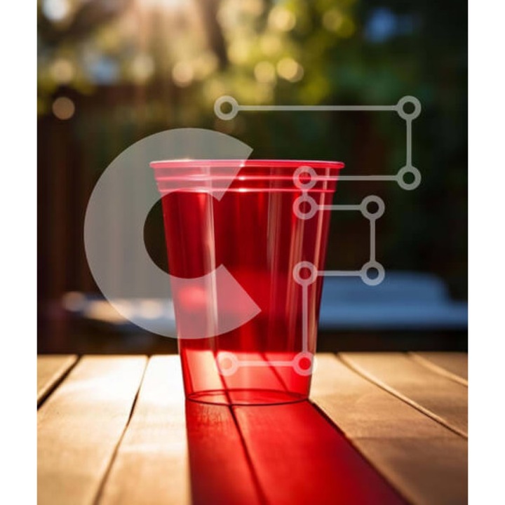 Puzzle din lemn Intrahome, 10x10 cm, 25 piese, imagine cu pahar rosu pe masa de lemn, cutie din lemn wenge