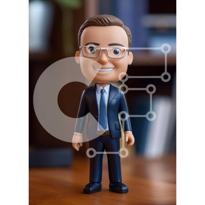 Puzzle Intrahome, 10x10 cm, 25 piese, imagine cu barbat, cutie din lemn wenge