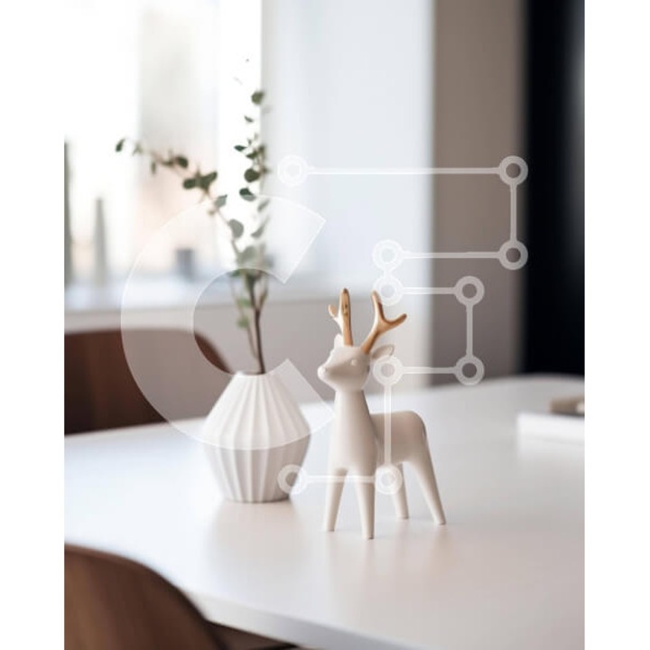 Puzzle din lemn Intrahome, 10x10 cm, 25 piese, design elefant alb, cutie din lemn wenge