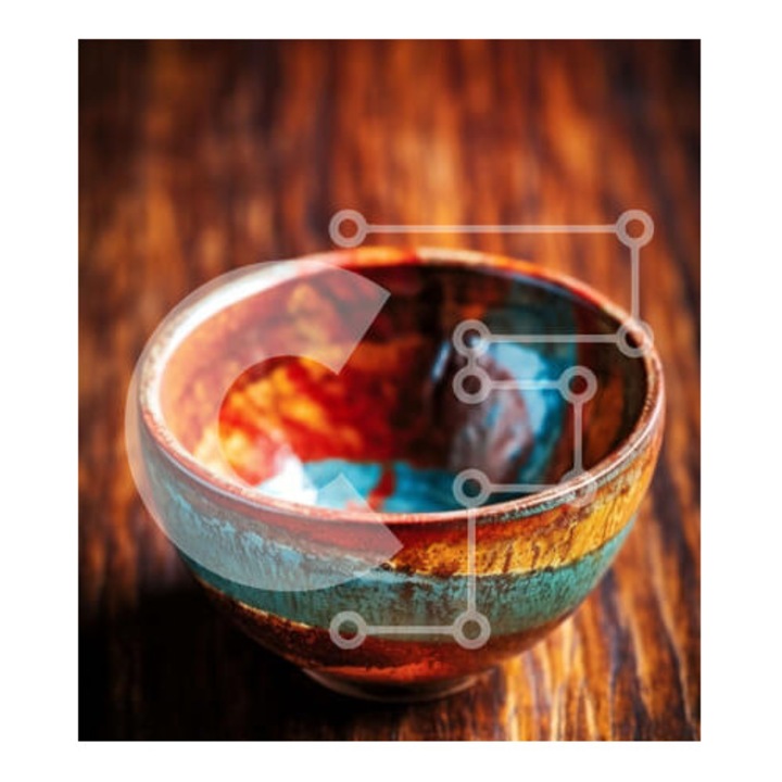 Puzzle din lemn Intrahome, 10x10 cm, 25 piese, design colorat, cutie din lemn wenge