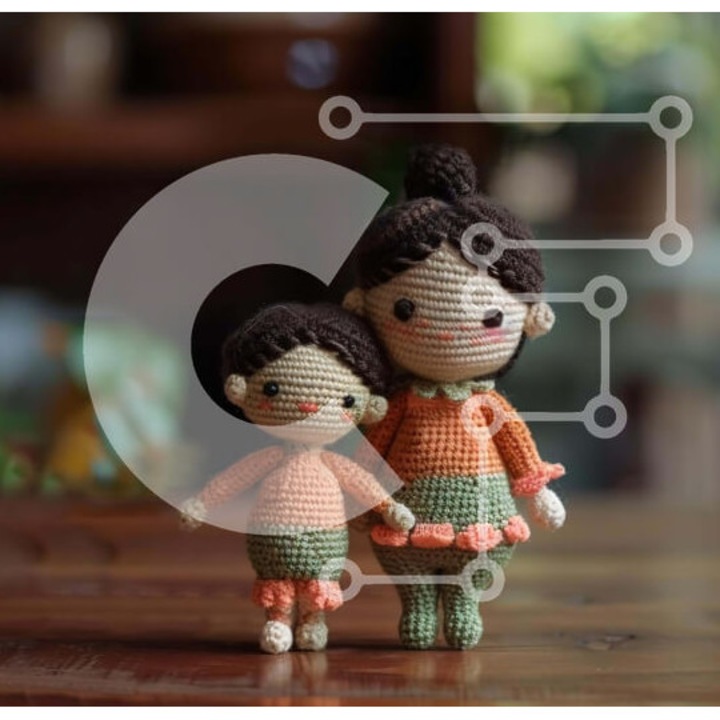 Puzzle din lemn Intrahome, 10x10 cm, 25 piese, set cu figurine din plante, cutie din lemn wenge