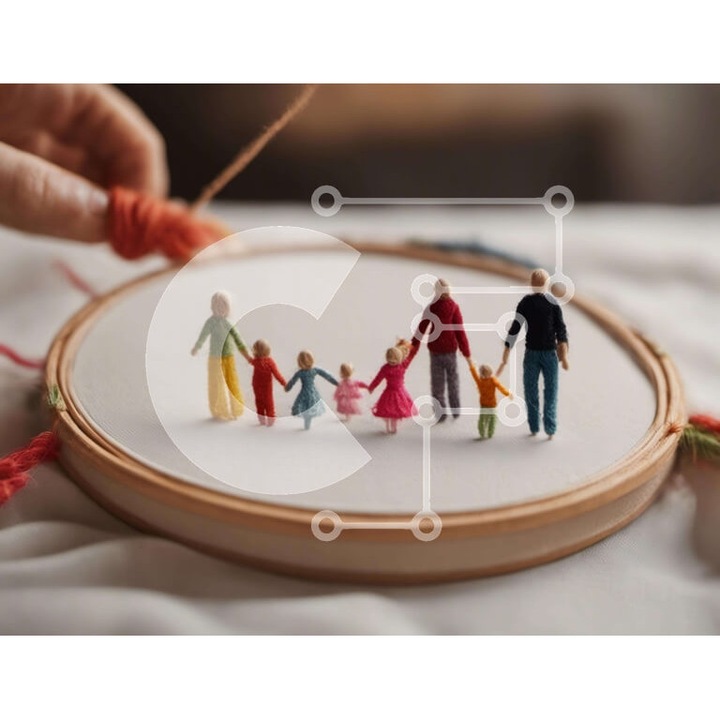 Puzzle din lemn Intrahome, 10x10 cm, 25 piese, design cu atom si cerc decorat