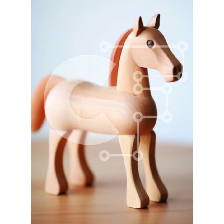 Puzzle din lemn Intrahome, 10x10 cm, 25 piese, design detaliat, culori vii, cutie din lemn wenge