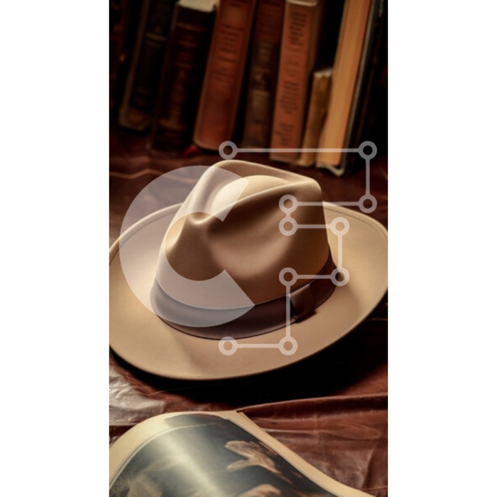 Puzzle din lemn Intrahome, 10x10 cm, 25 piese, imagine cu palarie de cafea pe masa, cutie din lemn wenge