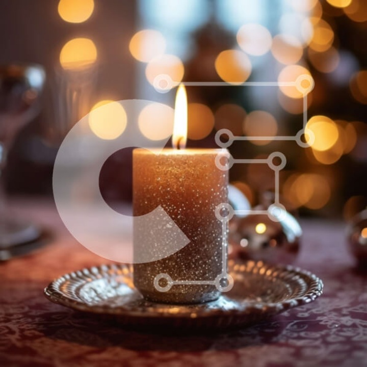 Puzzle Intrahome, 10x10 cm, 25 piese, imagine cu lumanare pe masa, cutie din lemn wenge