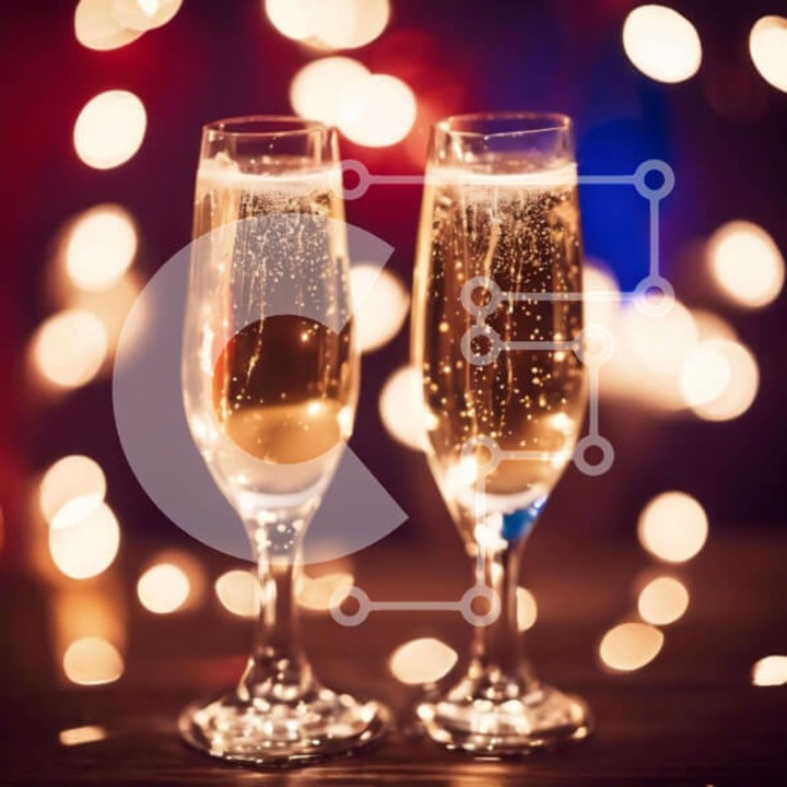 Puzzle din lemn Intrahome, 10x10 cm, 25 piese, design sampanie cu lumini, cutie din lemn wenge