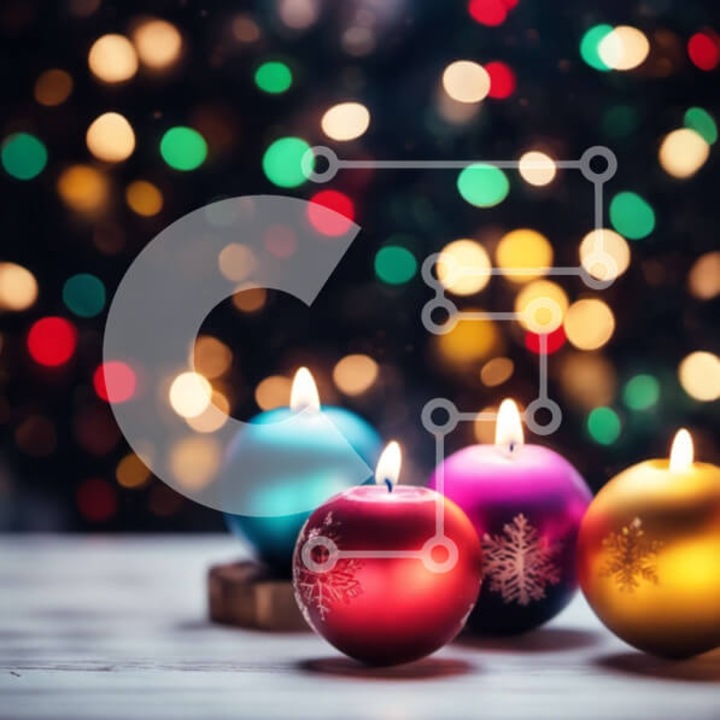 Puzzle Intrahome 10x10 cm, 25 piese, imagine policolor cu lumanari pe masa de lemn, cutie din lemn wenge