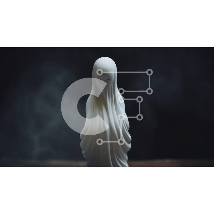 Puzzle din lemn Intrahome, 10x10 cm, 25 piese, imagine fantomatica pe masa din lemn cu fum, cutie din lemn wenge