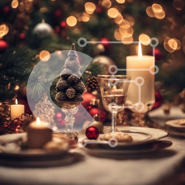 Puzzle Intrahome, 10x10 cm, 25 piese, design festiv de Craciun, cutie din lemn wenge