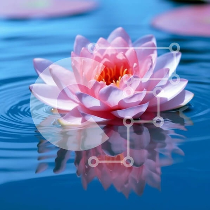 Puzzle din lemn Intrahome, imagine cu floare de lotus roz, 25 piese, 10x10 cm, cutie din lemn wenge