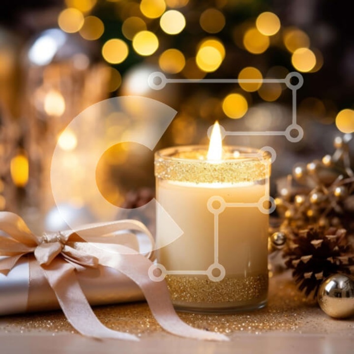 Puzzle Intrahome, 10x10 cm, 25 piese, imagine cu lumanare pe masa decorata, cutie din lemn wenge