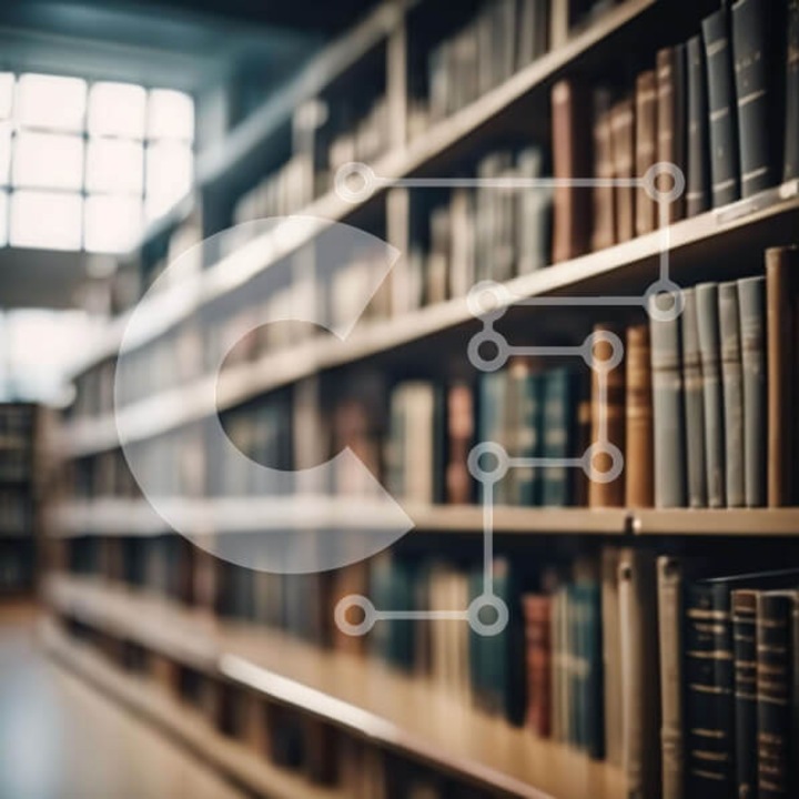 Puzzle din lemn Intrahome - Biblioteca goala cu randuri de rafturi, 10x10 cm, 25 piese, cutie din lemn wenge