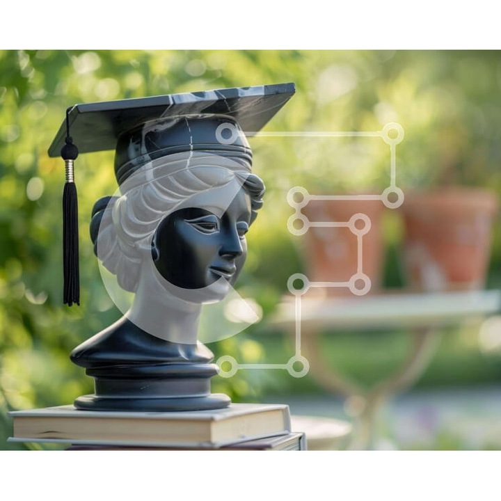 Puzzle din lemn Intrahome, 25 piese, imagine cu statuie neagra, 10x10 cm, cutie din lemn wenge