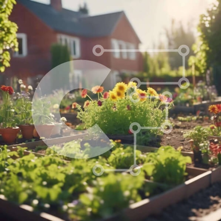 Puzzle din lemn Intrahome - Urban Homestead Garden, 25 piese, 10x10 cm, cutie din lemn wenge