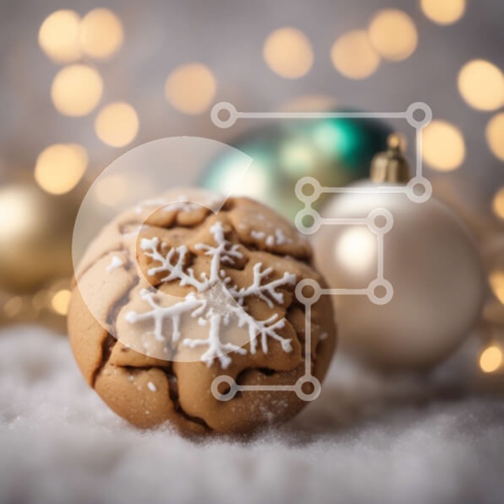 Puzzle din lemn Intrahome, 10x10 cm, 25 piese, imagine cu ninsori si globuri de Craciun, cutie din lemn wenge