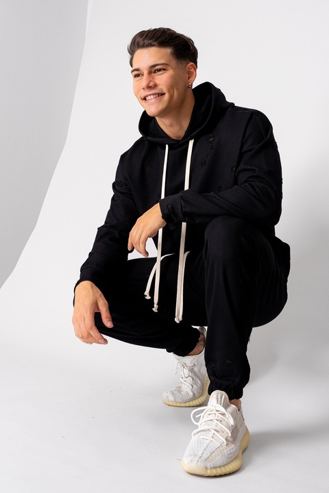 Set Ripped hanorac si pantalon Black 18494, Negru