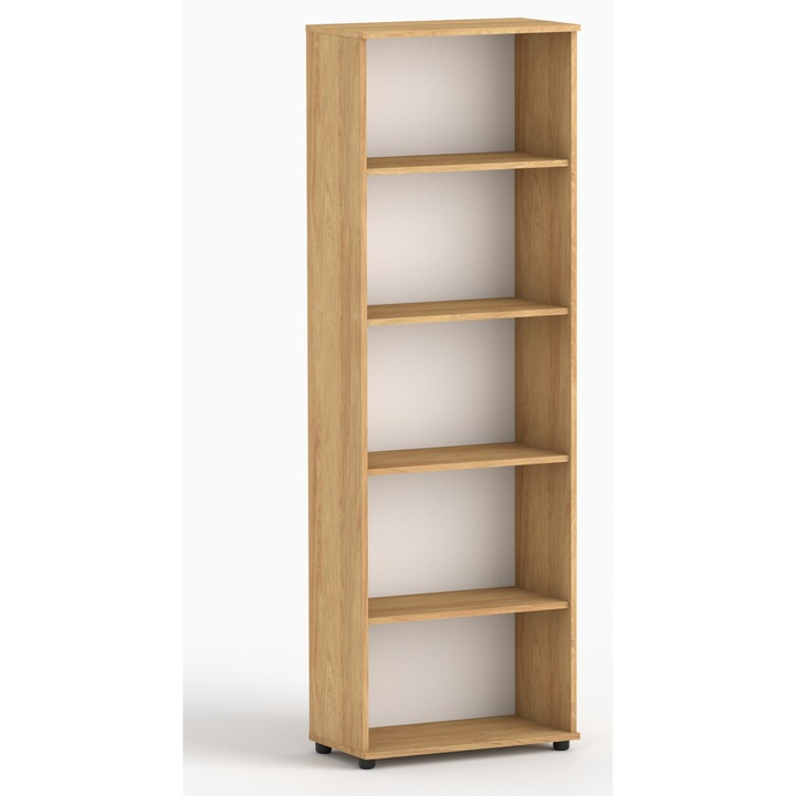 Raft Gindo 60 cm, 5 polite, inaltime 182 cm, latime 60 cm, adancime 32x40 cm, culoare hickory natural.