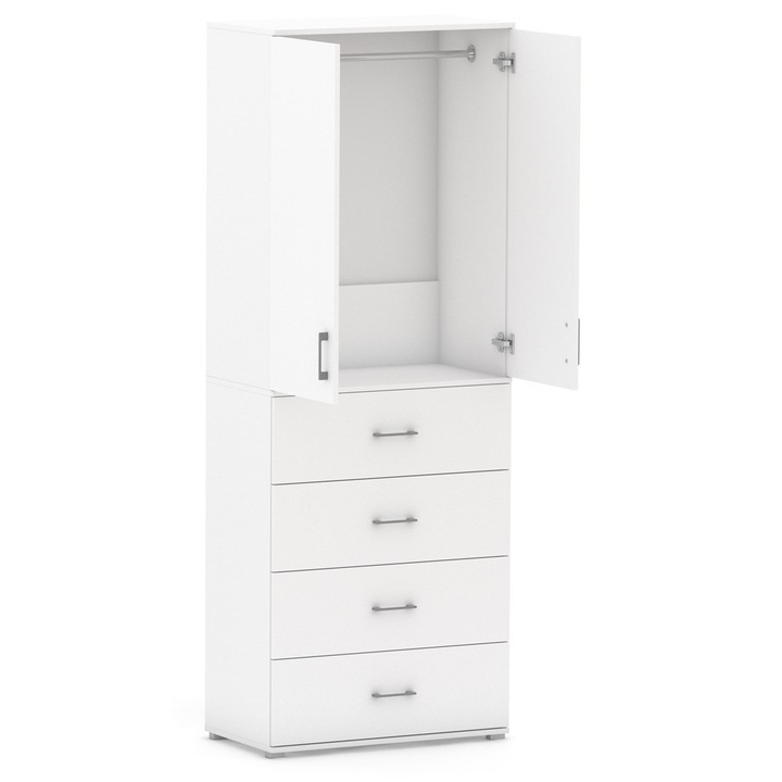 Dulap, GINDO, 215 cm, alb, 60x53x215 cm