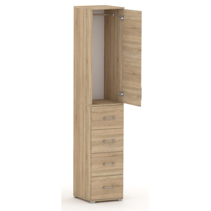 Dulap Gindo Pola 215 cm, 4 sertare, 40-50 cm, culoare Stejar Sonoma